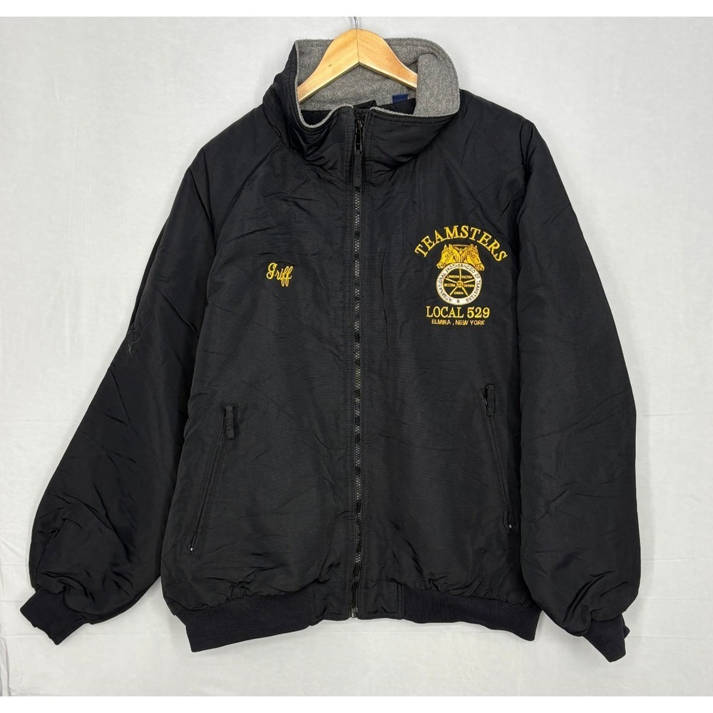 Sportsmaster Jacket Mens Black Teamsters Local 529 Embroidered XL Vintage Zipper